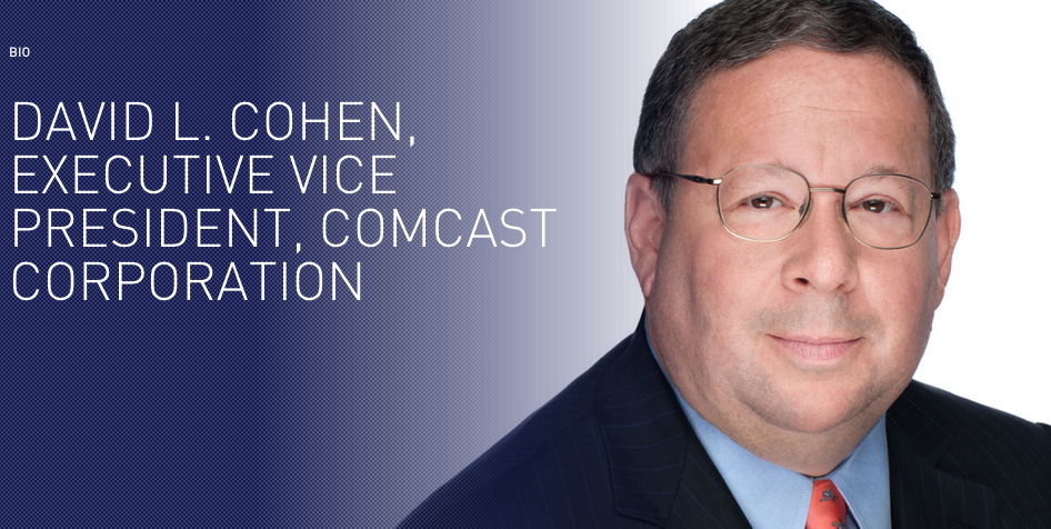 Even in his official photo it looks like Comcast's merger mouthpiece David Cohen is having a hard time keeping a straight face.