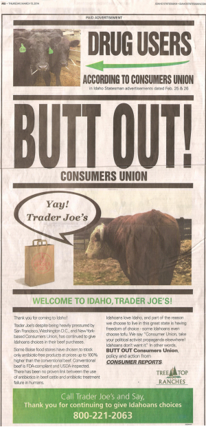 One of the ads run by a local farmer in The Idaho Statesman. Click to see full-size.