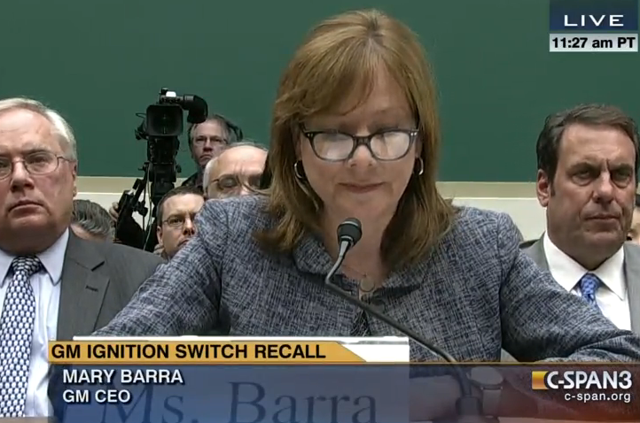 GM CEO Mary Barra testifying before Congress earlier this year. 