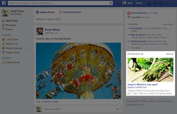 What the new Facebook ads will look like: Bigger asparagus, fewer ads.