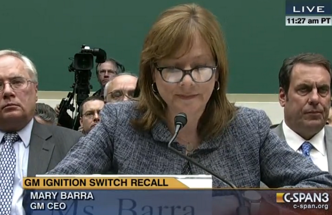 General Motors CEO Mary Barra testifying before Congress earlier this year. She will return Wednesday to update legislators on the company's internal investigation findings. 
