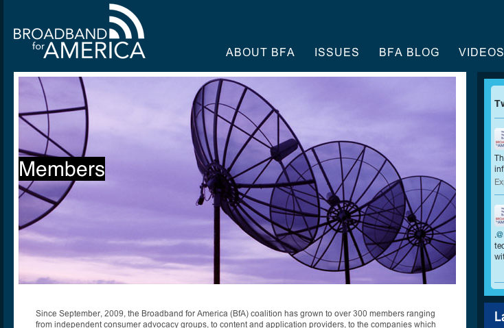 Broadband For America boasts 300 members, but some of them -- like an Ohio advocacy group and a bed and breakfast -- say they aren't actually part of the coalition.