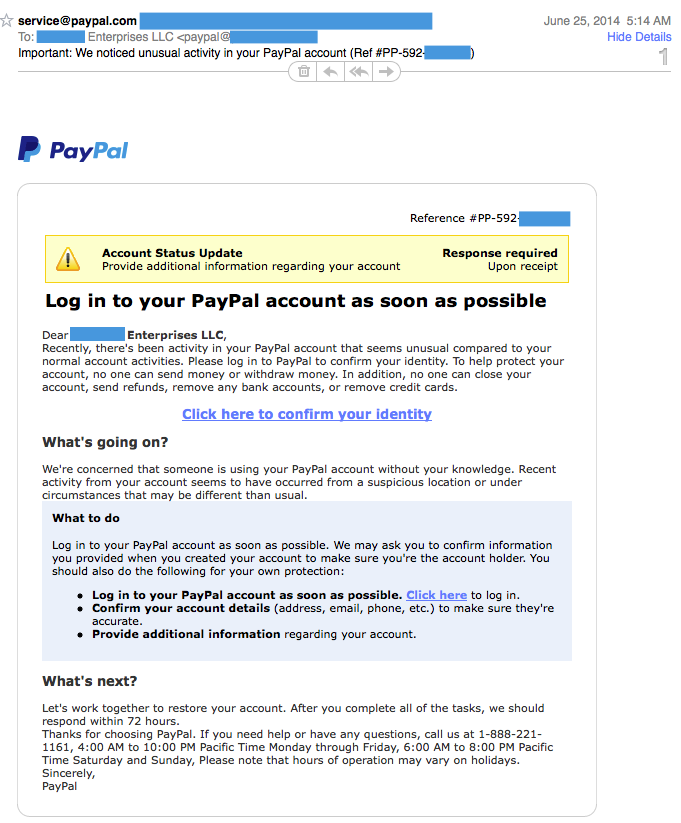 Watch Out For This Very Convincing PayPal Phishing Attempt – Consumerist