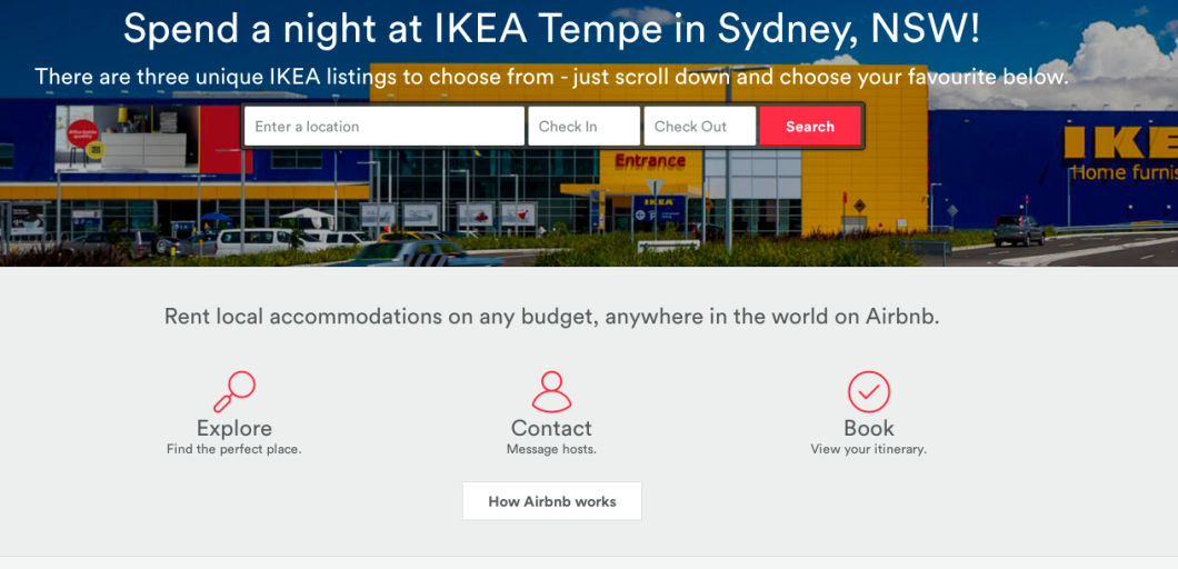 Three groups of up to four people will stay the night at an Australia IKEA next week. 