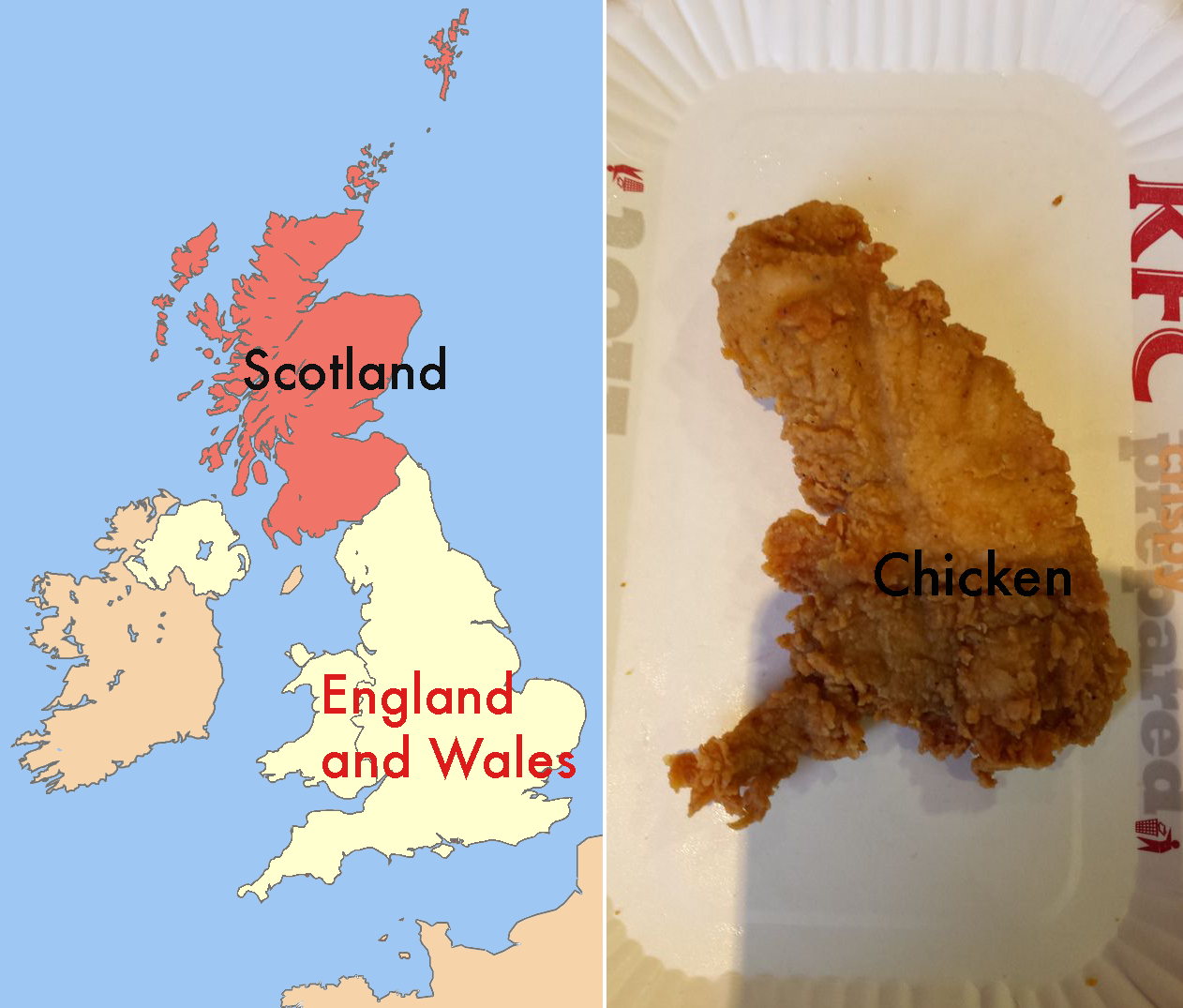 On the left, a map. On the right, chicken (via @DailyMirror)
