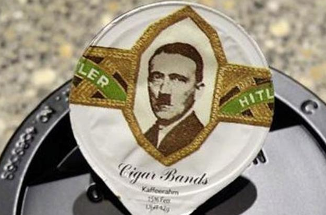 Some 2,000 mini-creamer containers distributed in Switzerland mistakenly contained images of Hitler and Mussolini. 