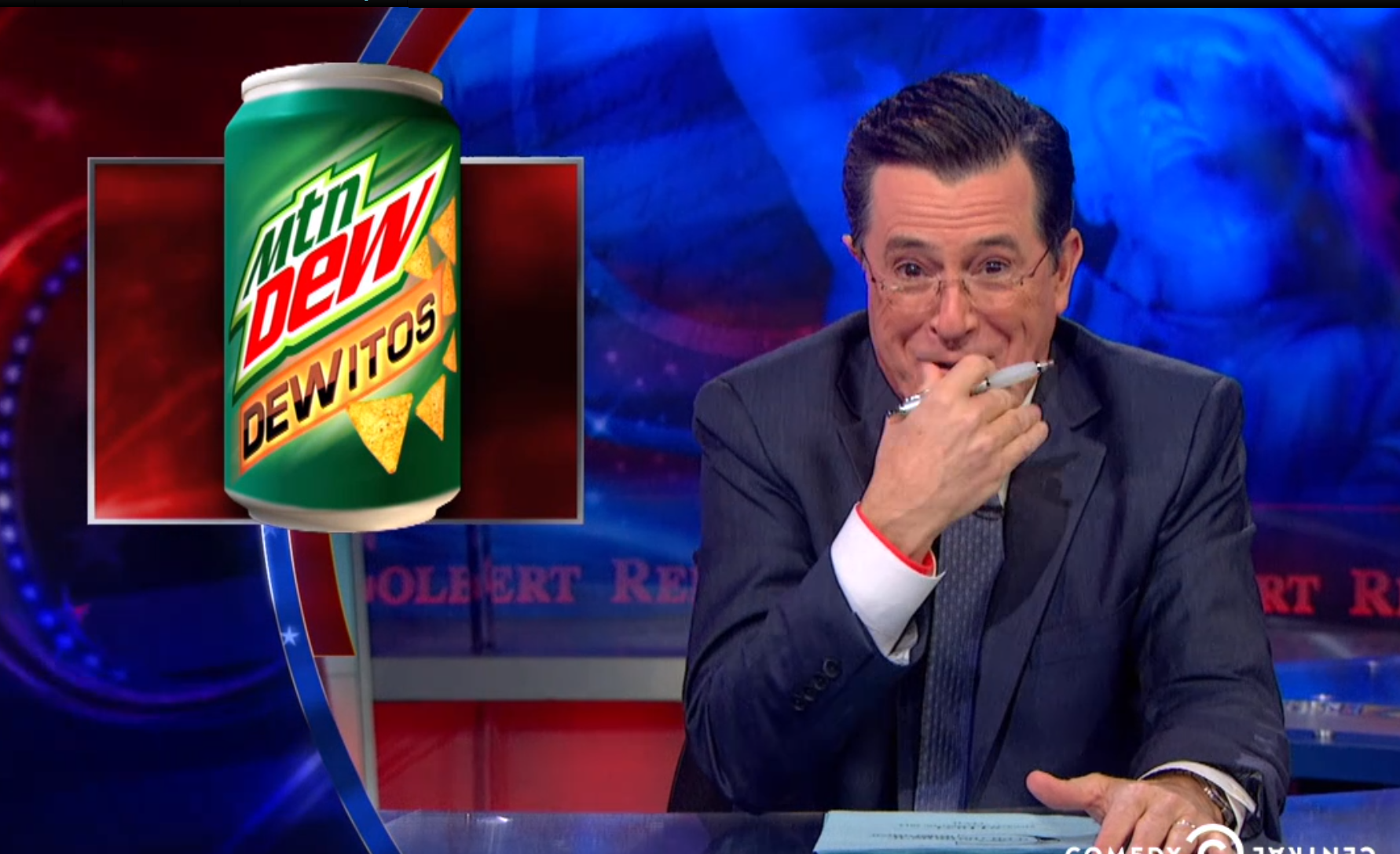 Not Even Stephen Colbert Can Keep A Straight Face Discussing Dorito-Flavored Mountain Dew