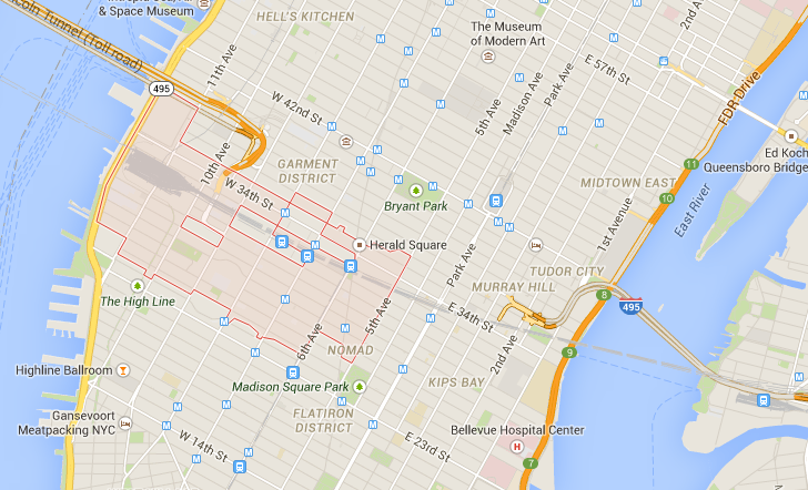 Here's a Google map showing the current delivery area for Prime Now service. 