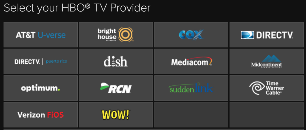 These are the pay-TV providers currently allowing HBO subscribers to access HBO Go on Amazon Fire TV.