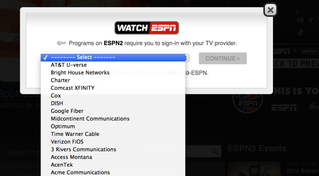 While AT&T, Comcast, Charter, Dish, TWC, Cablevision, FiOS, and countless more have access to WatchESPN, DirecTV customers won't get it until "early 2015."