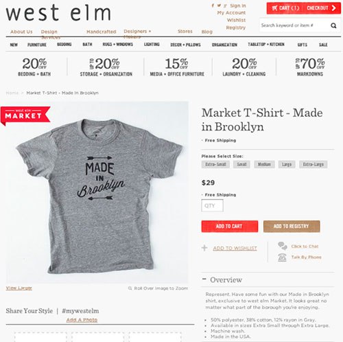 This "Made In Brooklyn" shirt was not made in Brooklyn and is no longer on the West Elm site after a news report called the retailer out for its confusing labeling.