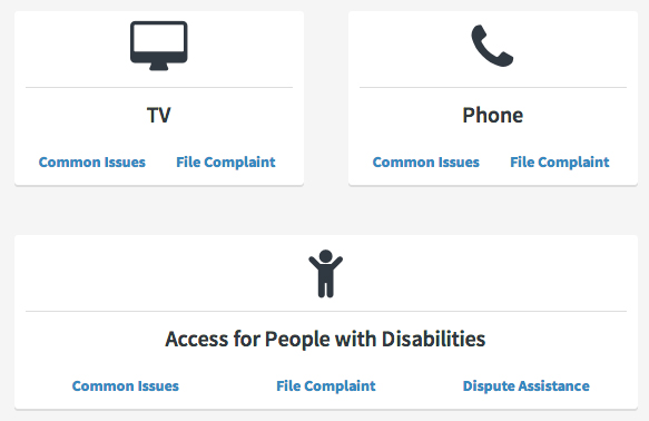 A screenshot from the FCC's new and improved help center.