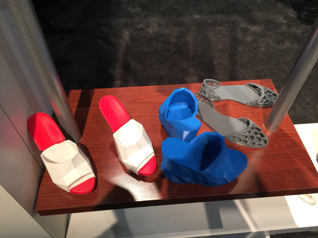 3DSystems displayed a range of footwear that consumers could make with their home-based printers. 