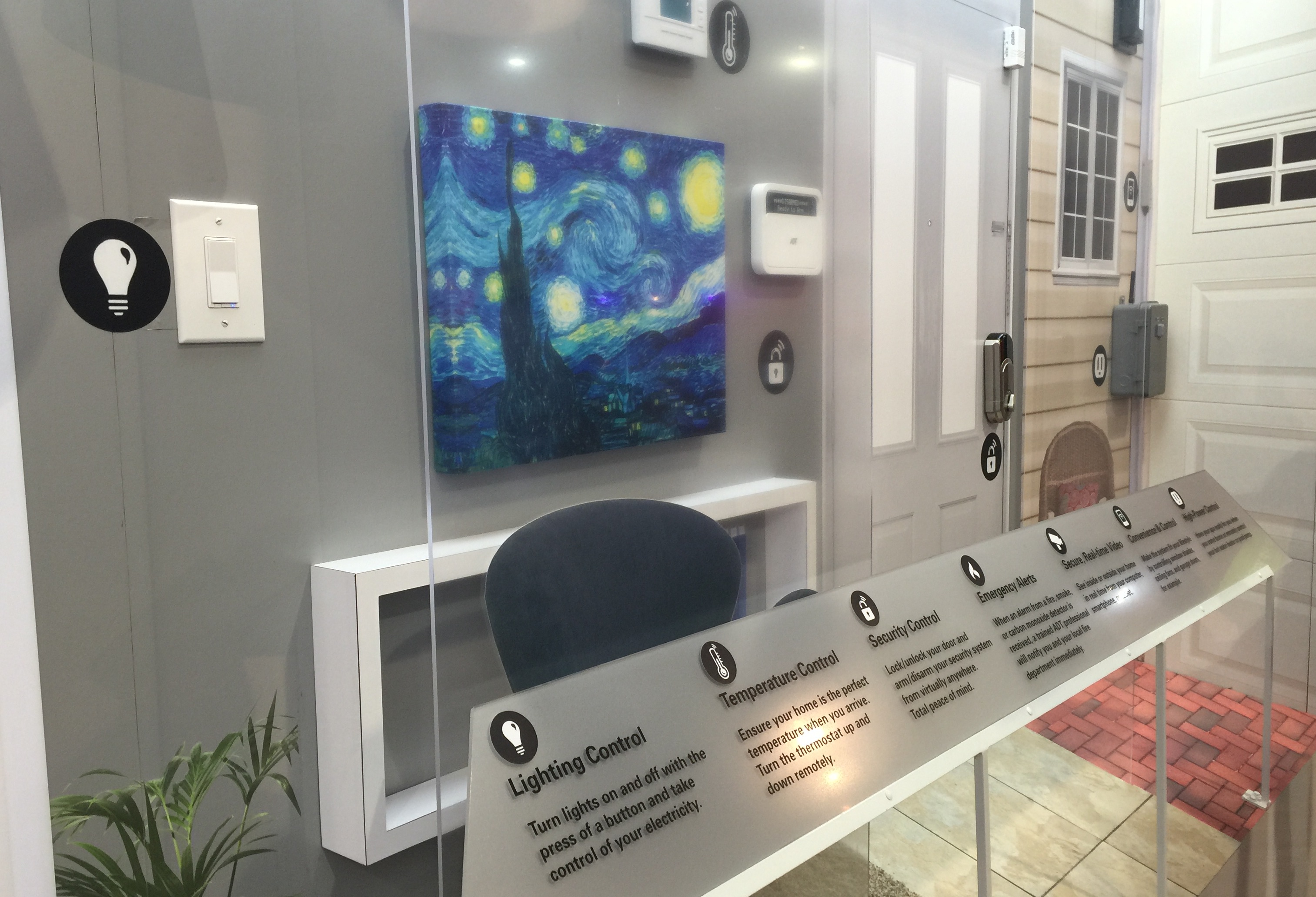 ADT showcased a security system that connects consumers appliances to create a secure, smart home.
