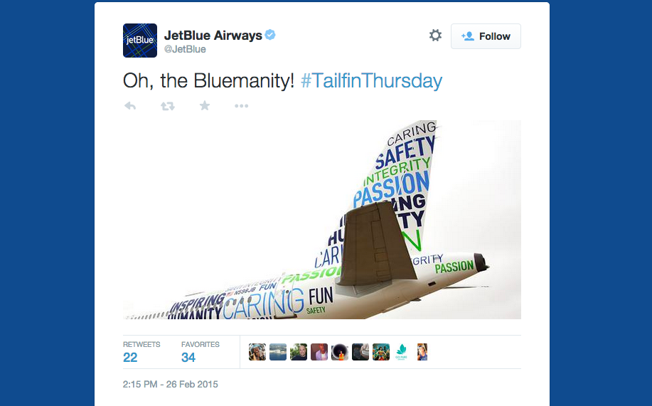 The tweet that has since been deleted. (@JetBlue)