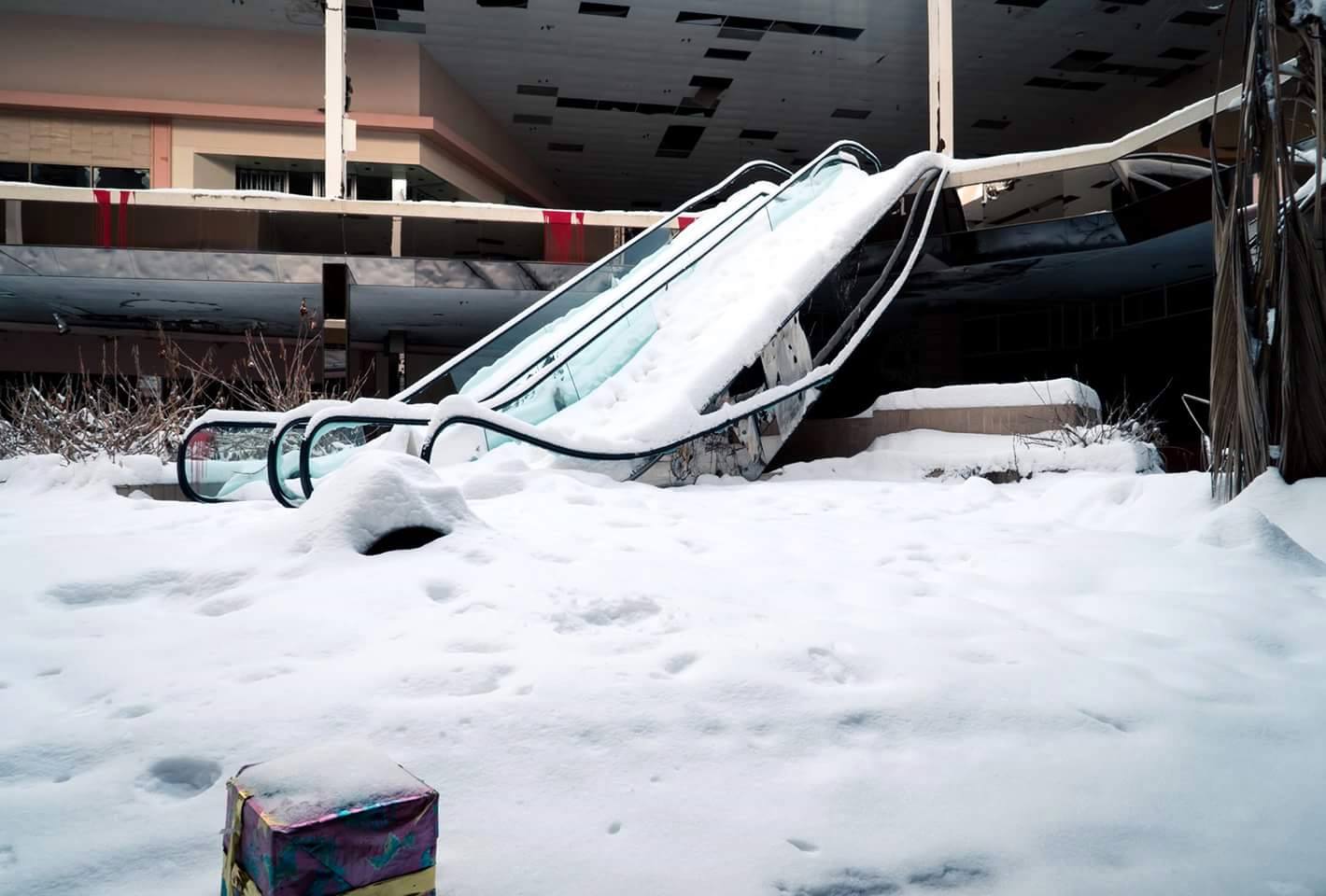 Broken Skylights Turn A Dead Mall Into A Pastoral Snowscape