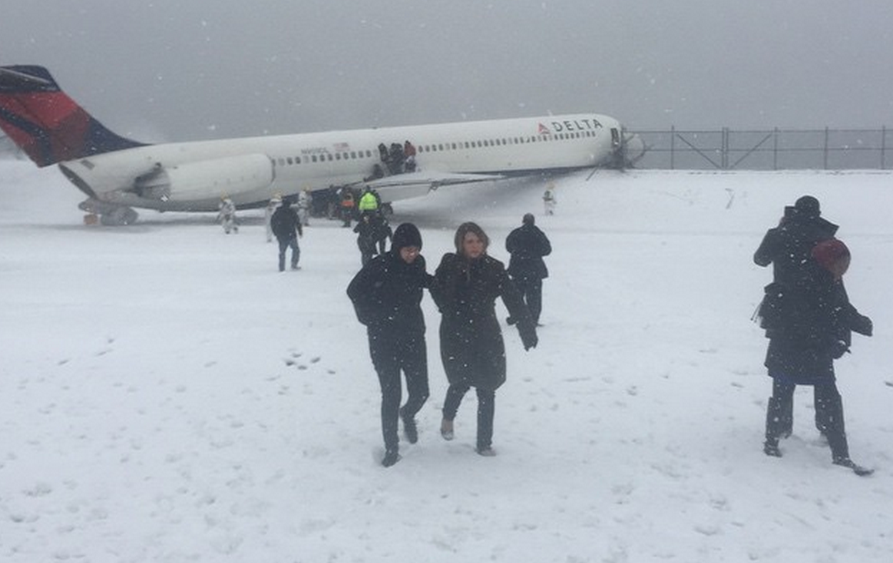 Passengers Safely Taken Off Delta Jet That Skidded Off Snowy Runway