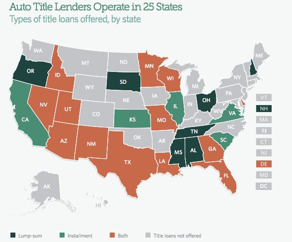 Auto title loans are currently available in 8,000 stores across 25 states. 