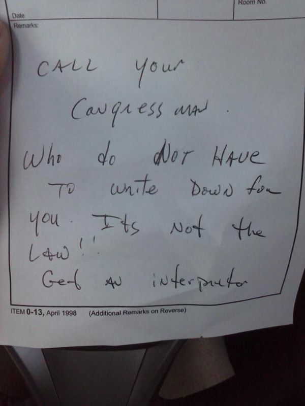 Her friend posted this letter, said to be written by a USPS worker. (Facebook)