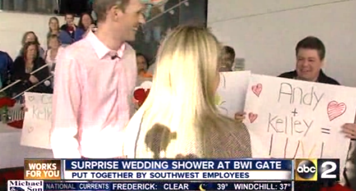 Southwest Airlines showed their romantic side Wednesday by hosting a wedding shower at the Baltimore Airport.