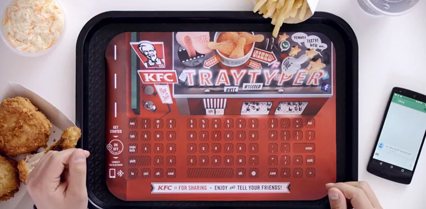 KFC restaurants in Germany rolled out a limited-time tray liner that moonlights as a keyboard for your smartphone.
