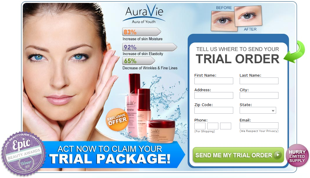 Free trial of skincare products