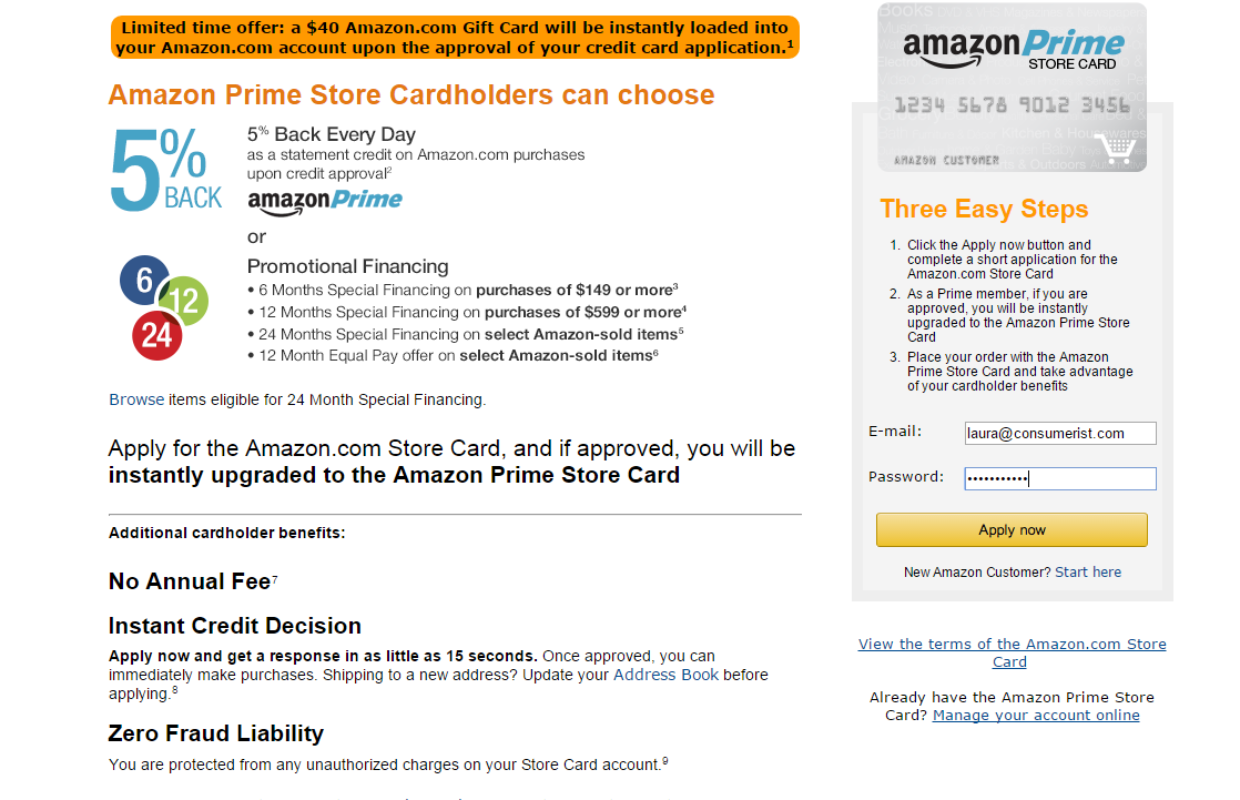 Amazon Adds 5 Cash Back For Prime Members To Store Credit Card