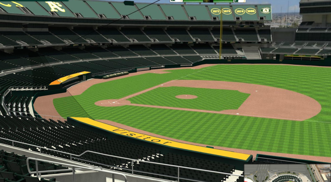 This is the view from the plaintiff's section at O.co  Coliseum. The lawsuit claims that only the pricey VIP seats are protected by safety netting. 