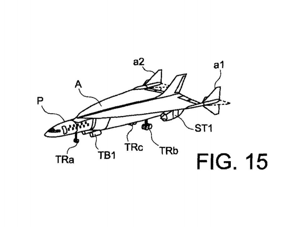 "FIG. 15 represents a perspective view of an ultra-rapid air vehicle according to the invention"(USPTO.gov)