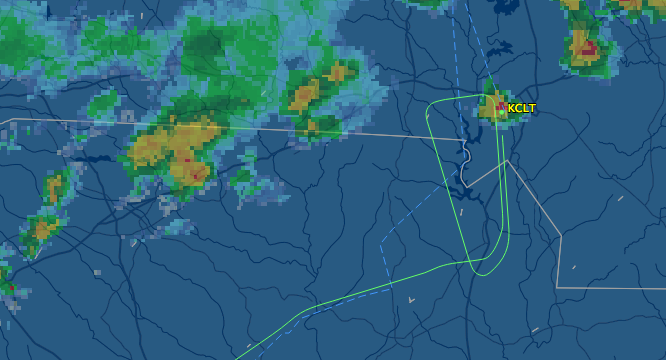 A look at Flight Aware radar shows the American flight circled the airport before attempting to land a second time, while storm systems can be seen near the airport. 