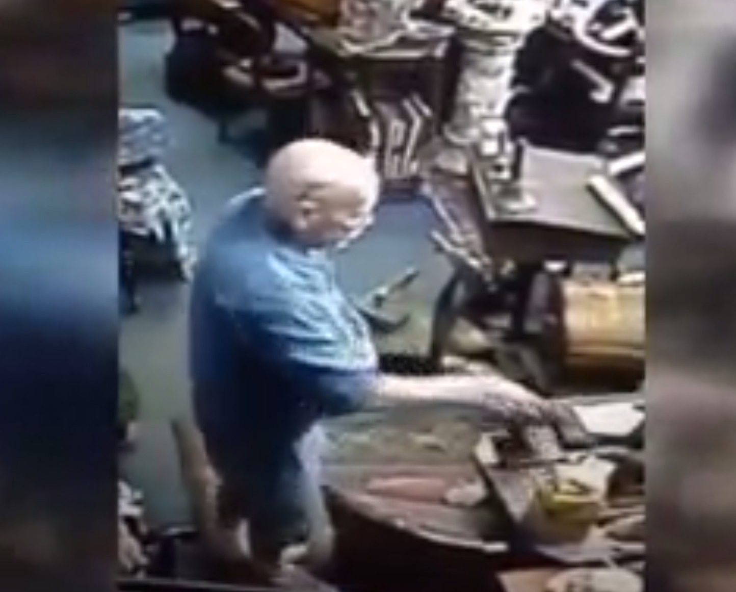 Man Caught On Camera Stuffing Antique Brass Statues Down His Pants