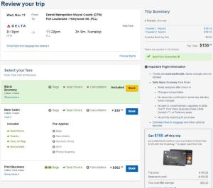 An example of the Upgrade Options tool, provided by Expedia. [click to enlarge]