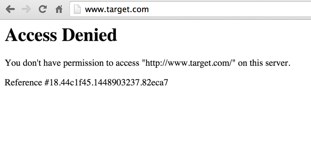 The message seen by visitors to Target.com on Monday.