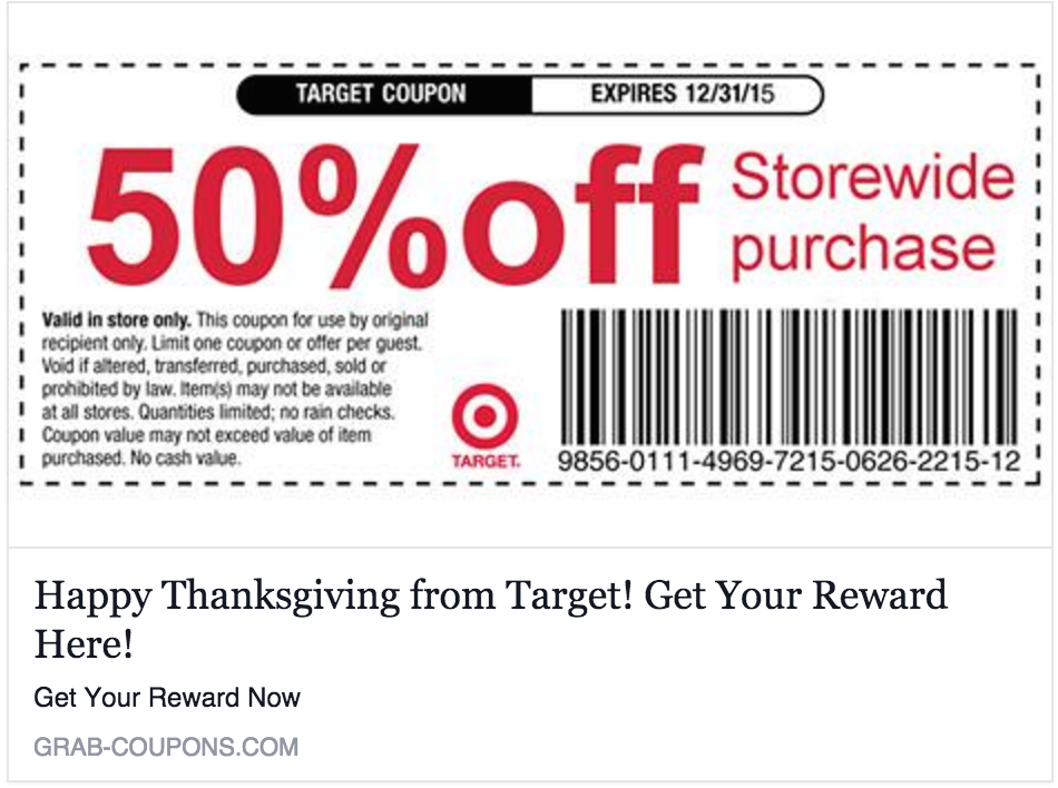No, Target Is Not Giving You A 50% Off Everything Coupon For Liking A Page On Facebook – Consumerist