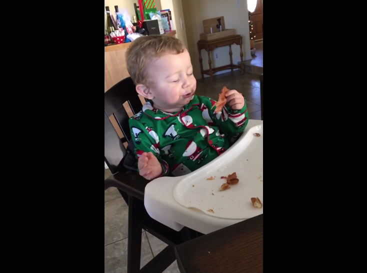 We’re Pretty Jealous Of This Kid Eating Bacon For The Very First Time