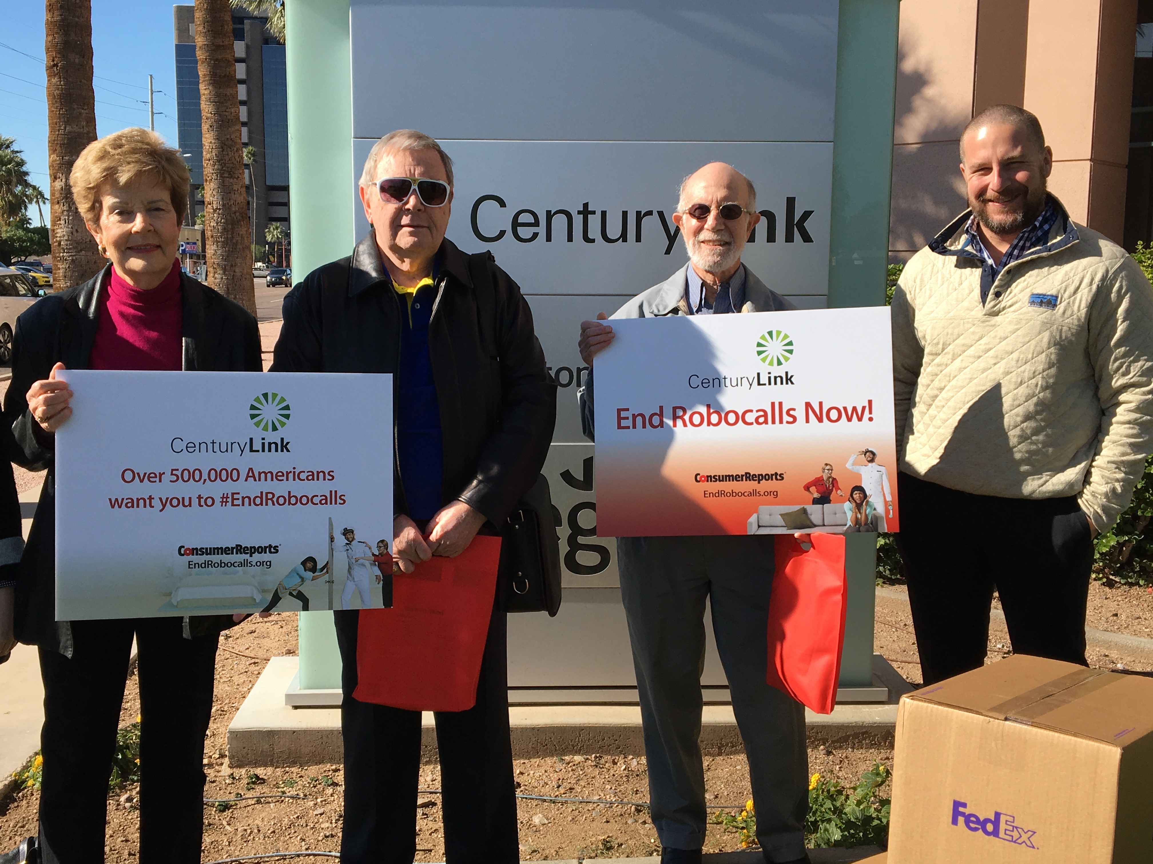 CenturyLink customers joined Consumers Union's End Robocalls team this morning to deliver a petition to the CL offices in Phoenix.