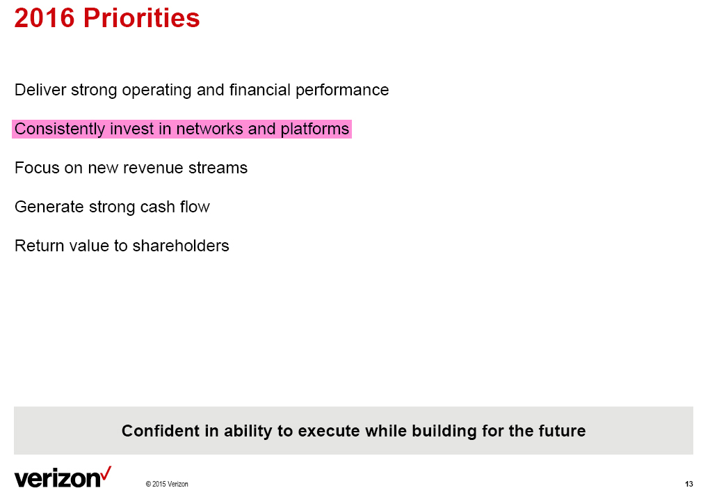 The final slide of Verizon's 2015 earnings presentation (highlight ours).