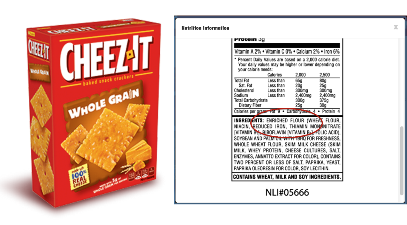 cheez it nutrition label