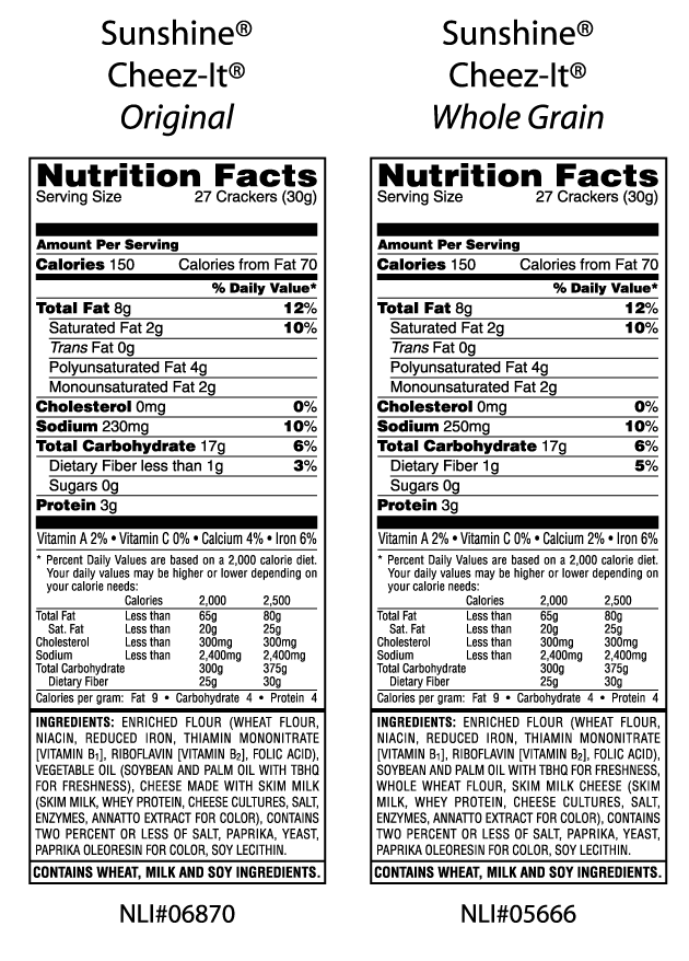 Cheez It Box Nutrition Label