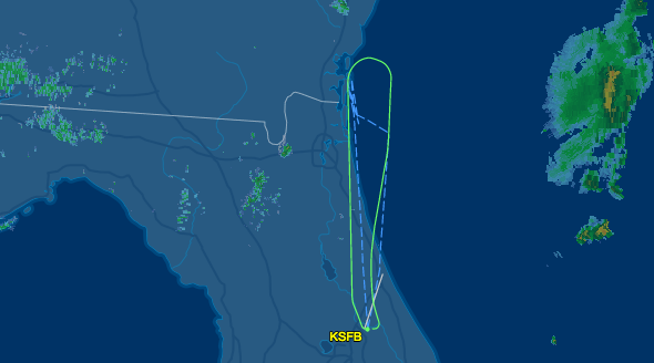 FlightAware shows the plane was in the air for about 45 minutes before returning to Orlando.  (FlightAware) 