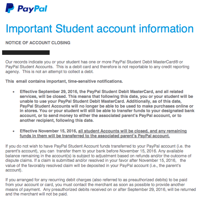 paypal student account