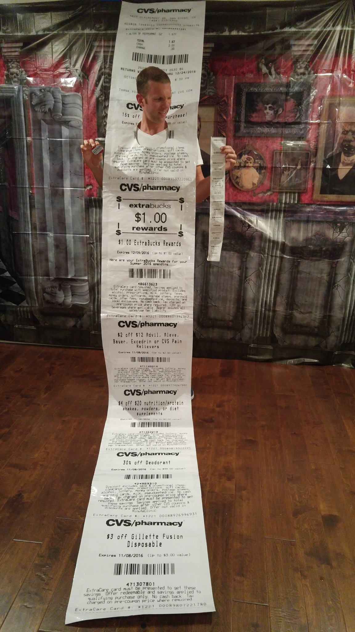 Guy Dresses As 12Foot CVS Receipt, Redeems Costume’s Discount Code At