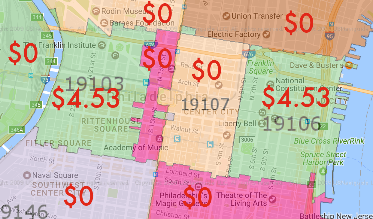 Philadelphia Zip Code Map