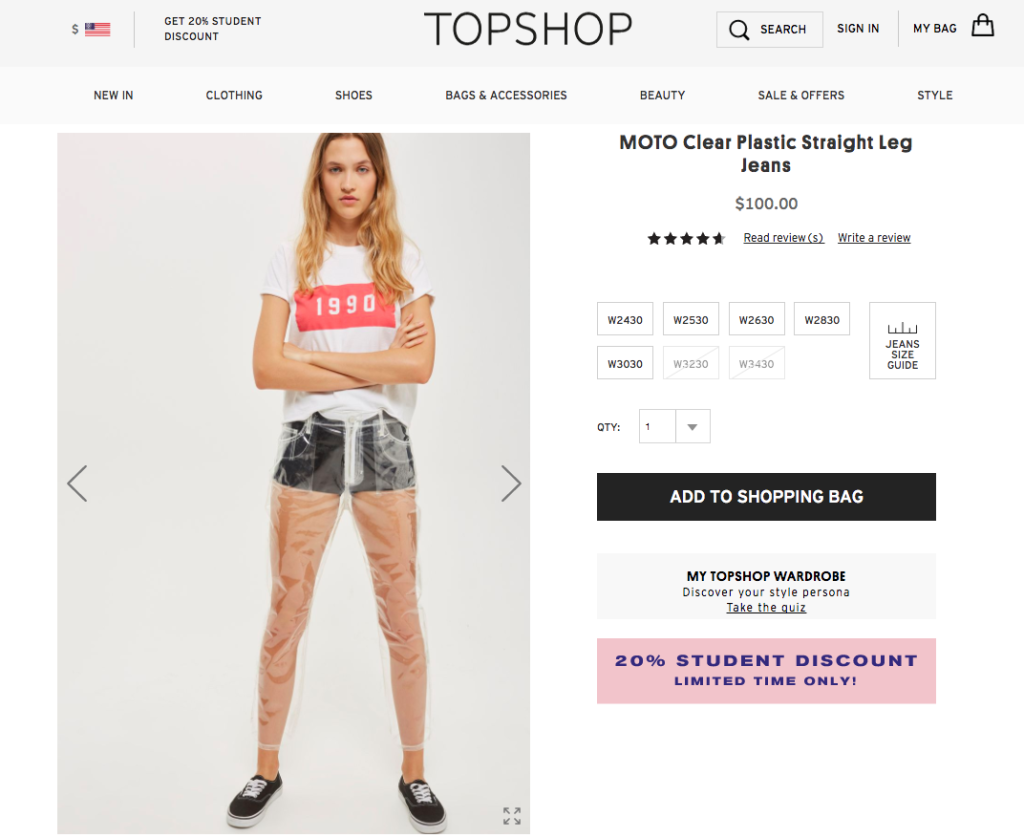 Today In WTF Fashion: TopShop Sells Clear ‘Jeans’ While Nordstrom ...