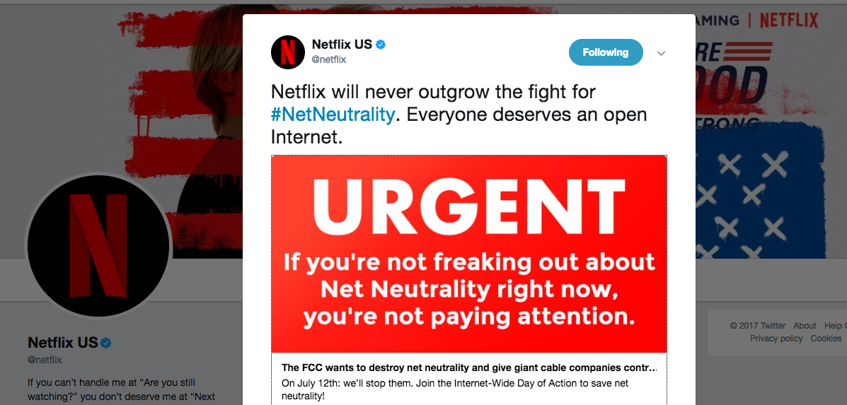 Netflix Changes Its Mind, Decides Maybe It Does Care About Net Neutrality Again