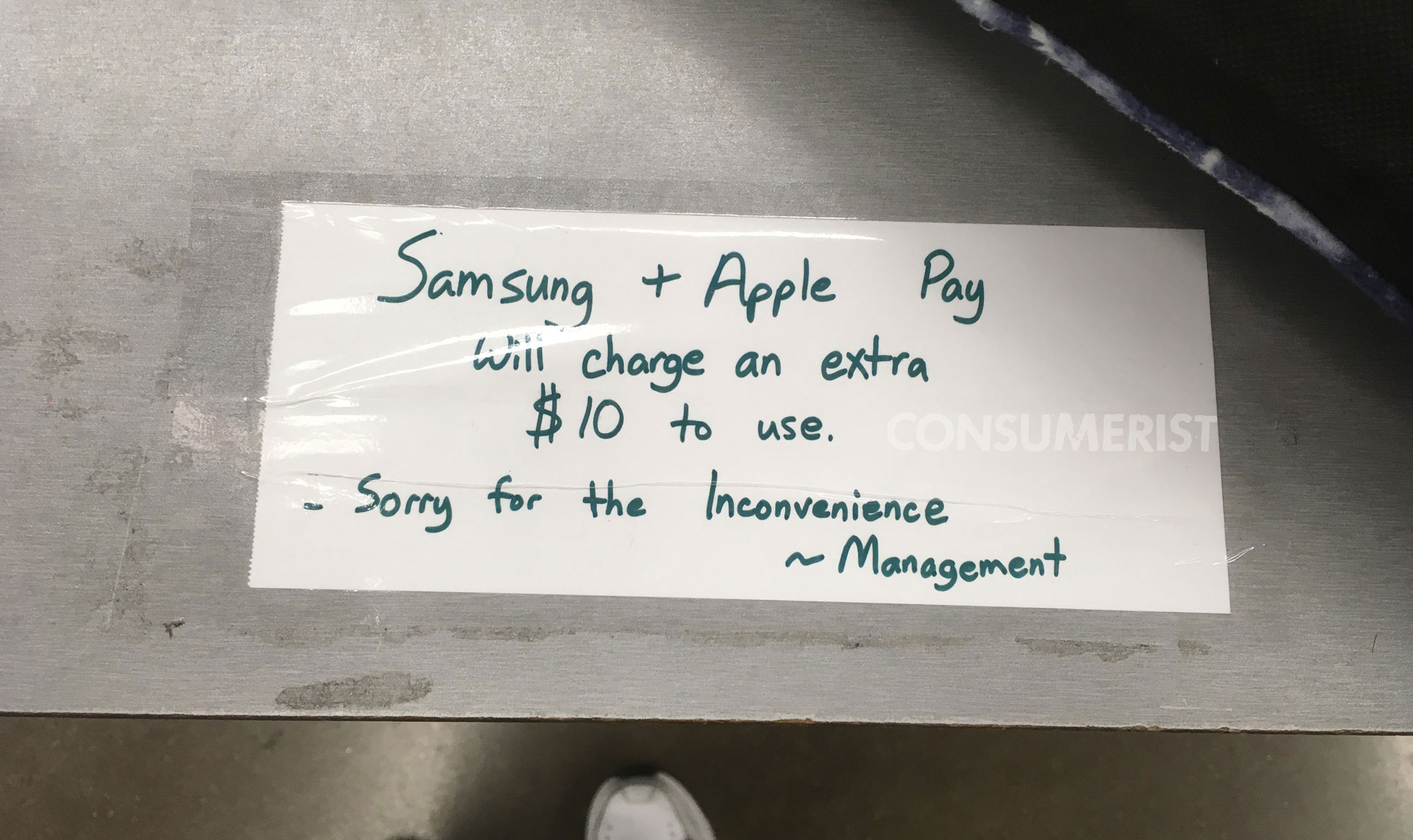 Why Did This Store Falsely Claim There Was A $10 Fee For Apple Pay Or Samsung Pay?