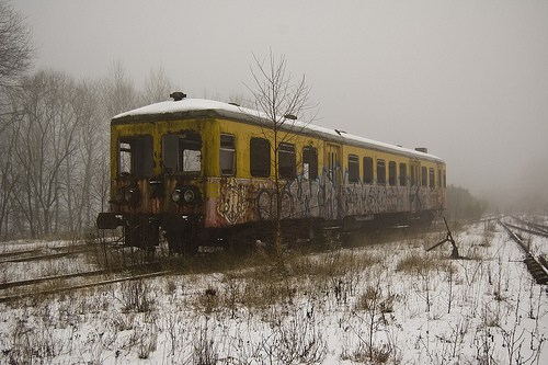 trains in the snow 